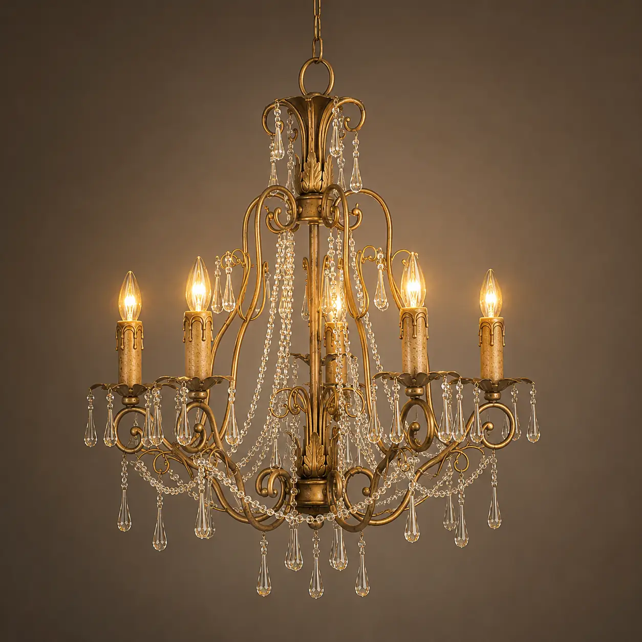 Vintage-Gold-Scrollwork-5-Light-Chandelier-3 Vintage-Gold-Scrollwork-5-Light-Chandelier-3
