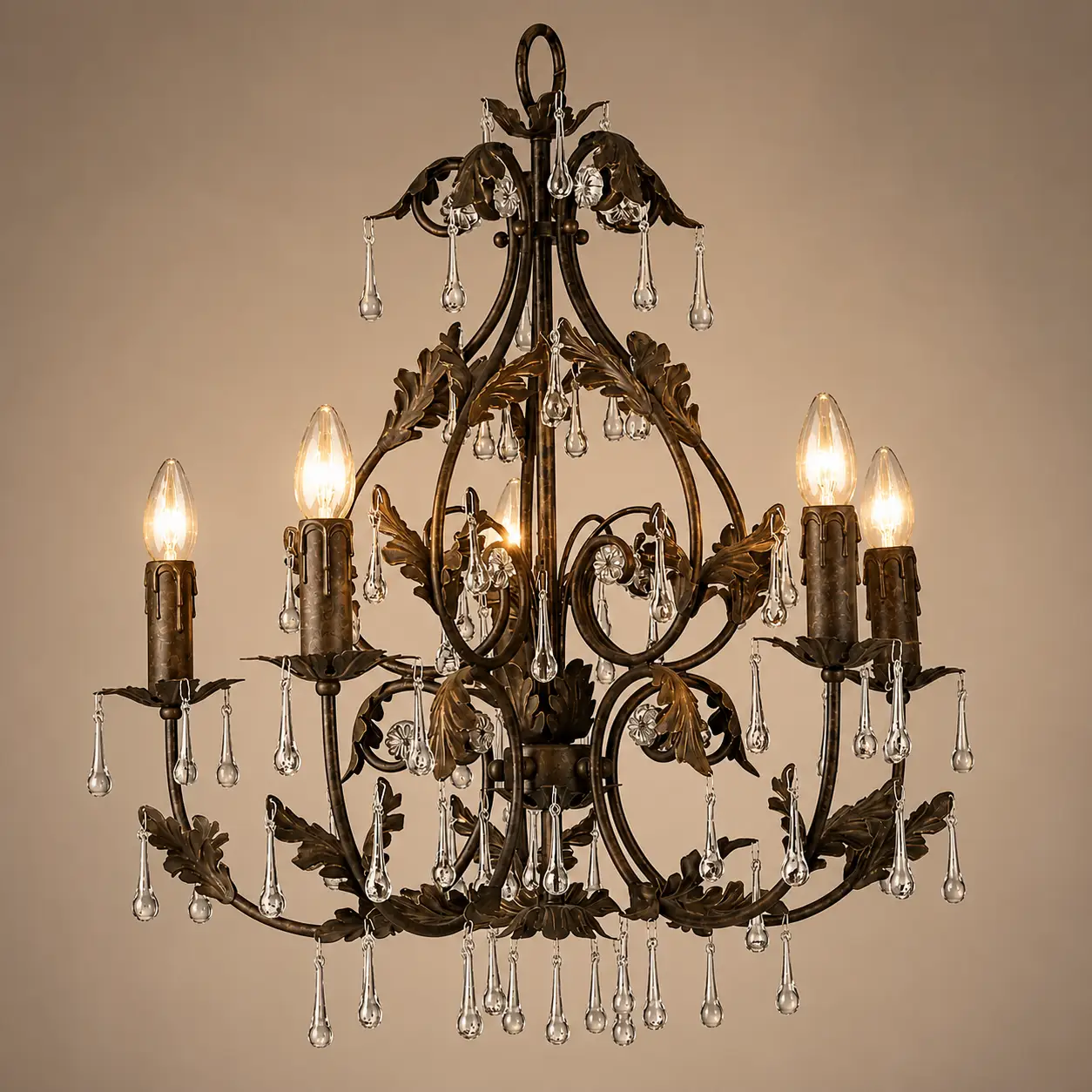 Vintage-Leaf-5-Light-Chandelier-in-Rustic-Bronze-with-Crystal-Drops-3 Vintage-Leaf-5-Light-Chandelier-in-Rustic-Bronze-with-Crystal-Drops-3
