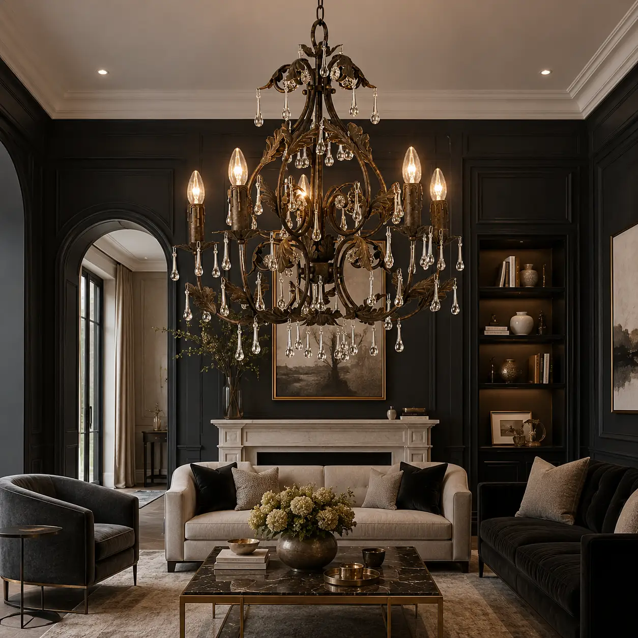 Vintage-Leaf-5-Light-Chandelier-in-Rustic-Bronze-with-Crystal-Drops-modern-luxury-transitional Vintage-Leaf-5-Light-Chandelier-in-Rustic-Bronze-with-Crystal-Drops-modern-luxury-transitional