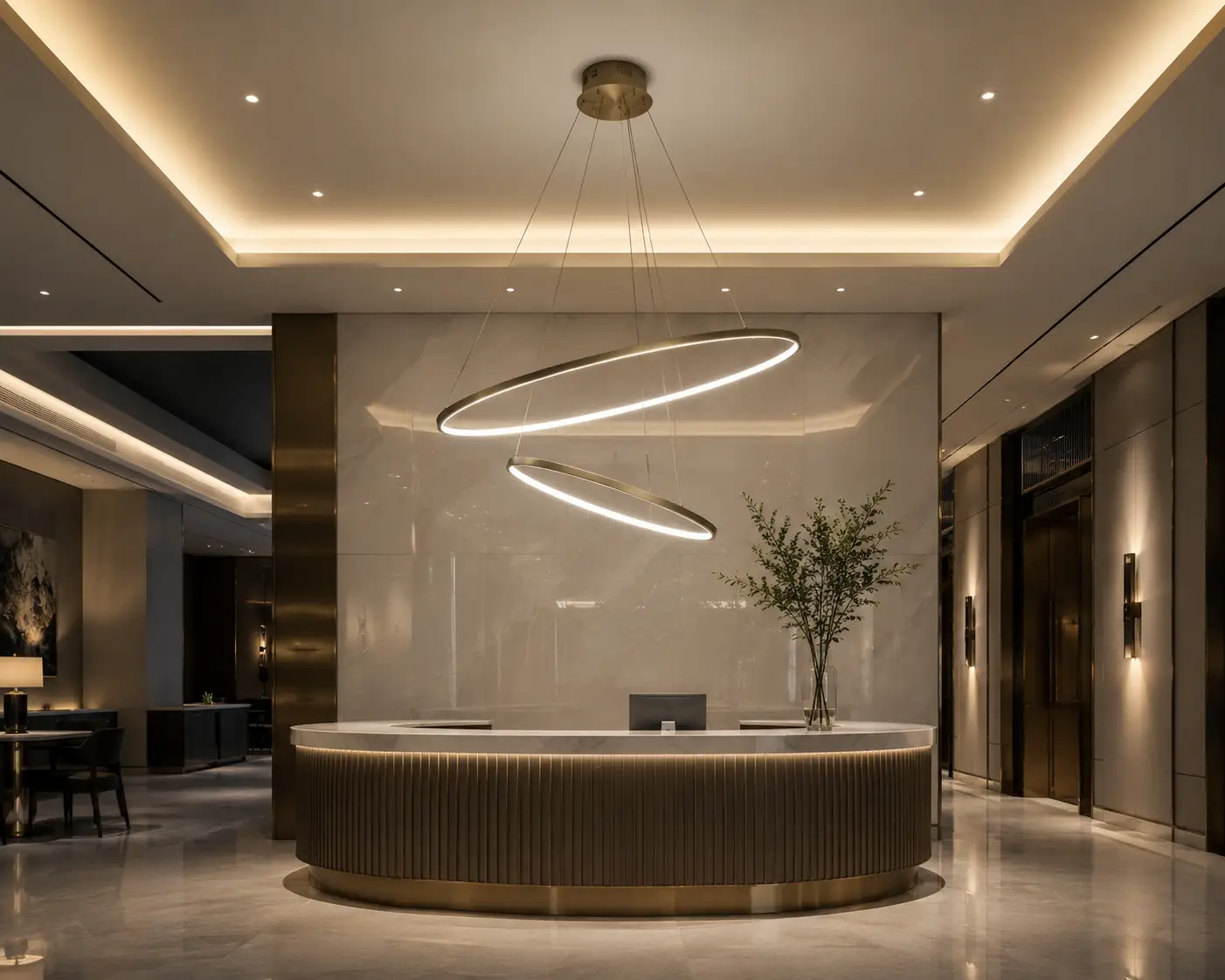ZenRings Dual-Tier LED Light in Luxury Executive Hotel Suite