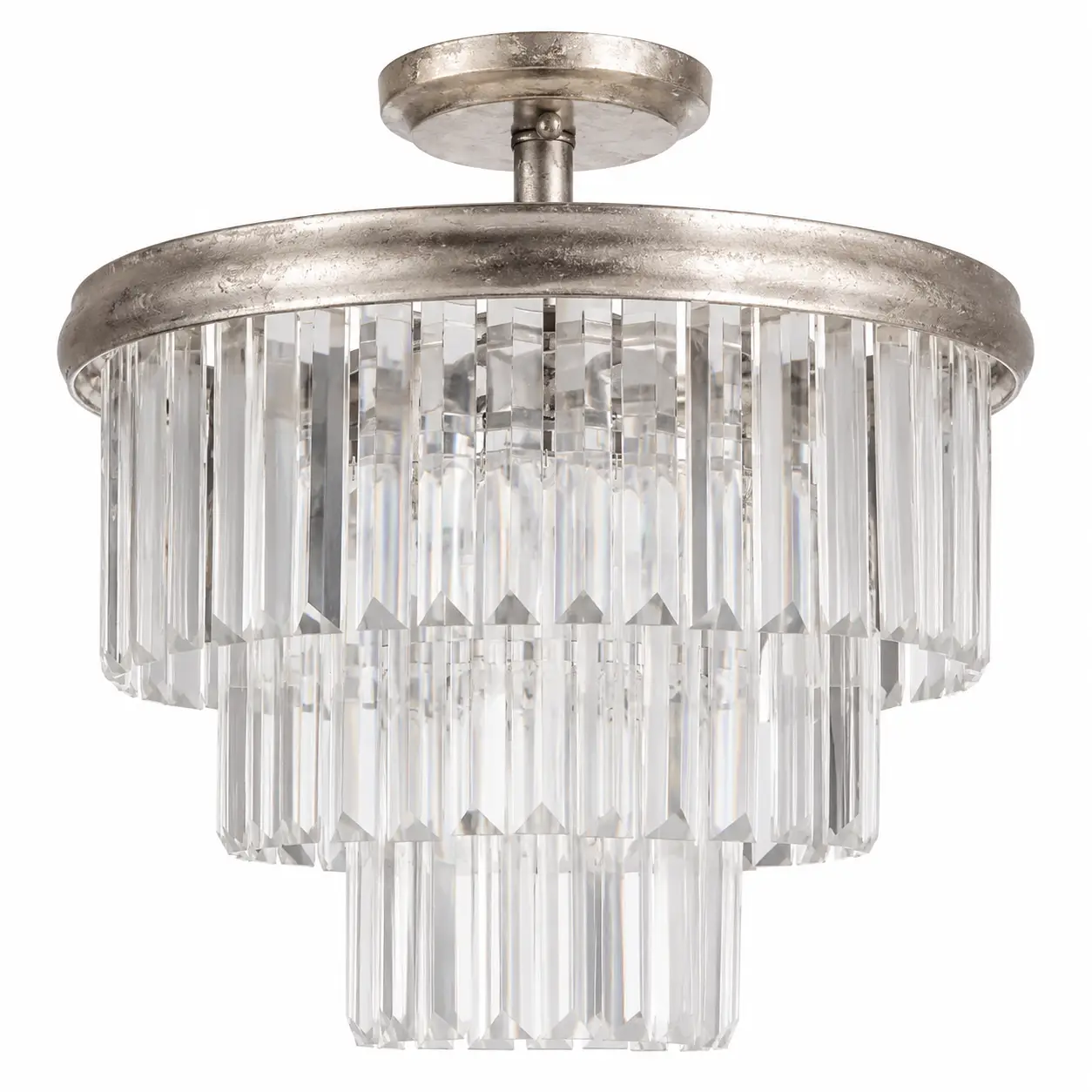 3-Tier-Semi-Flush-Crystal-Chandelier-with-Antique-Silver-Leaf-Finish-1 3-Tier-Semi-Flush-Crystal-Chandelier-with-Antique-Silver-Leaf-Finish-1