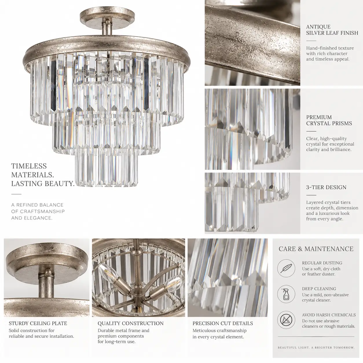 3-Tier-Semi-Flush-Crystal-Chandelier-with-Antique-Silver-Leaf-Finish-2 3-Tier-Semi-Flush-Crystal-Chandelier-with-Antique-Silver-Leaf-Finish-2