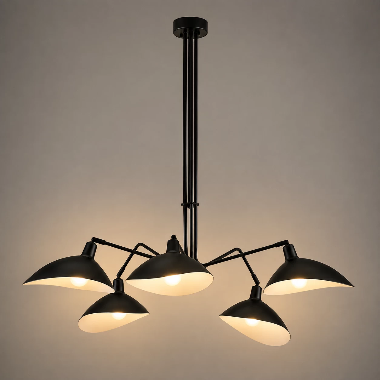Arachnis-5-Light-Pendant-in-Matte-Black-with-White-Inner-Scoop-Shades-3 Arachnis-5-Light-Pendant-in-Matte-Black-with-White-Inner-Scoop-Shades-3