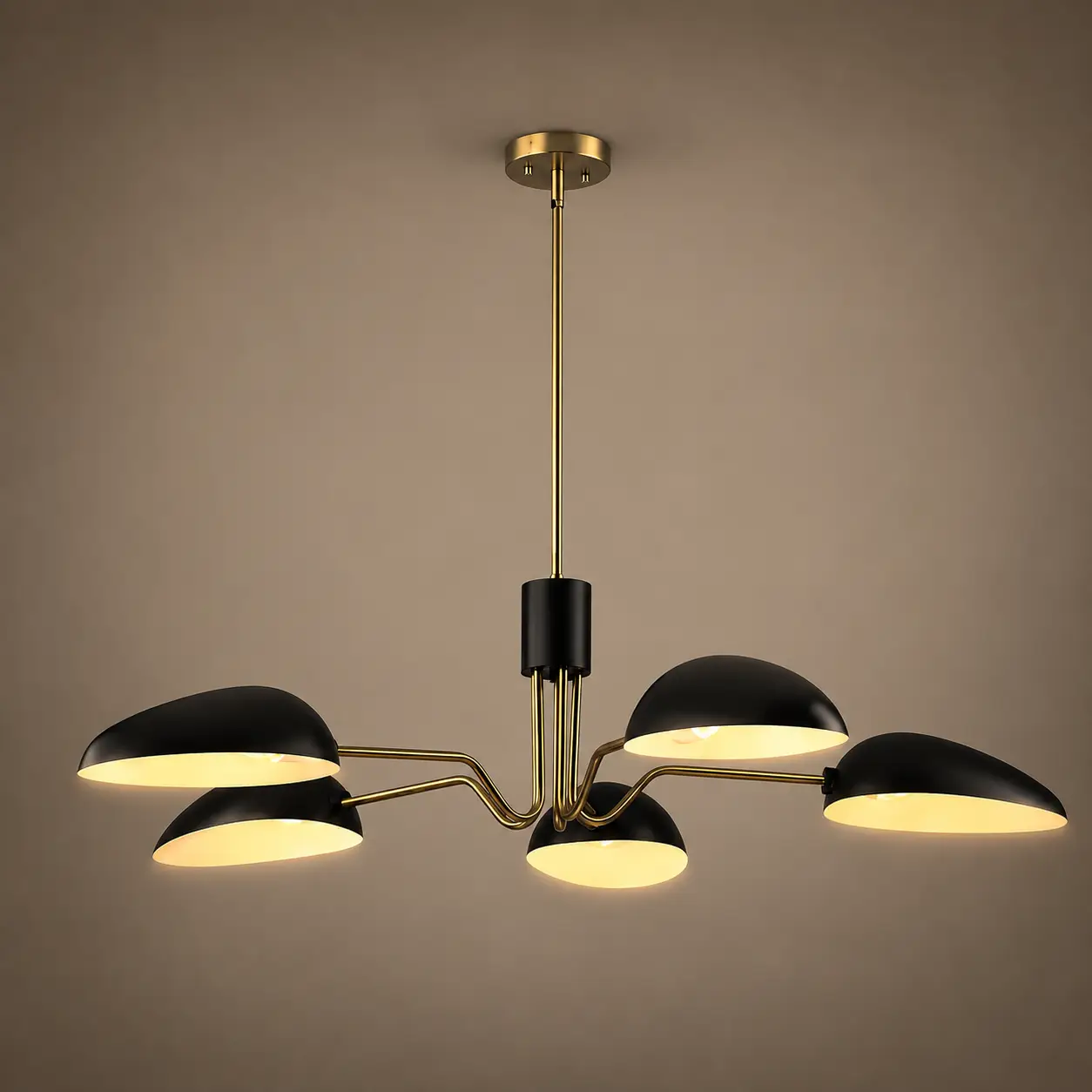 Arachnis-Natural-Brass-5-Light-Pendant-with-Matte-Black-Scoop-Shades-3 Arachnis-Natural-Brass-5-Light-Pendant-with-Matte-Black-Scoop-Shades-3