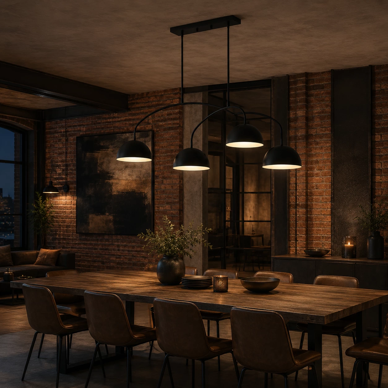 Arcadian-4-Light-Modern-Linear-Island-Pendant-with-Matte-Black-Finish-industrial-dining Arcadian-4-Light-Modern-Linear-Island-Pendant-with-Matte-Black-Finish-industrial-dining