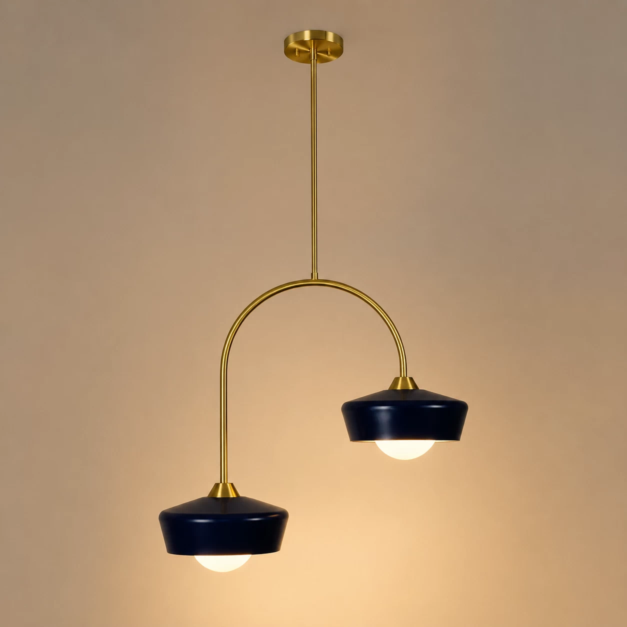 Arco-Duo-2-Light-Pendant-in-Brushed-Brass-and-Midnight-Blue-Finish-3 Arco-Duo-2-Light-Pendant-in-Brushed-Brass-and-Midnight-Blue-Finish-3