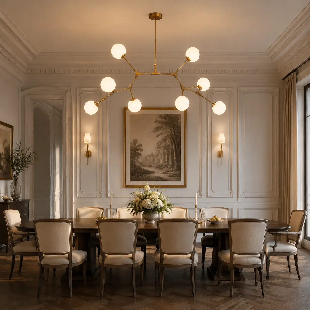 Artisan Branch Sputnik Pendant over Executive Dining Table