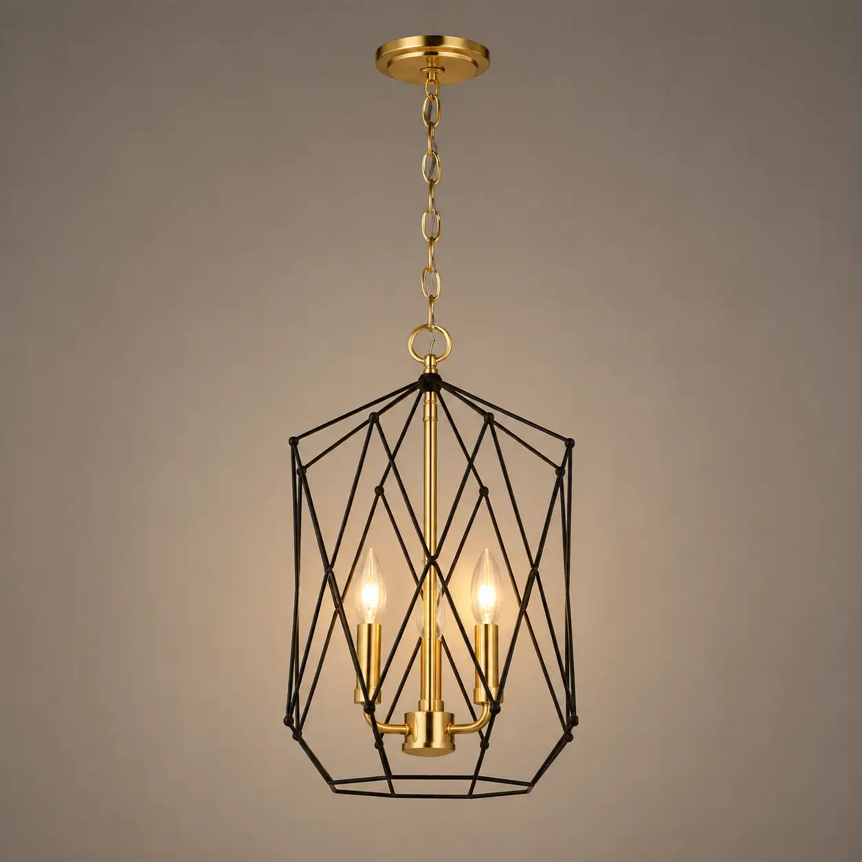 Auracage-Champagne-Gold-3-Light-Chandelier-with-Matte-Black-Cage-4 Auracage-Champagne-Gold-3-Light-Chandelier-with-Matte-Black-Cage-4