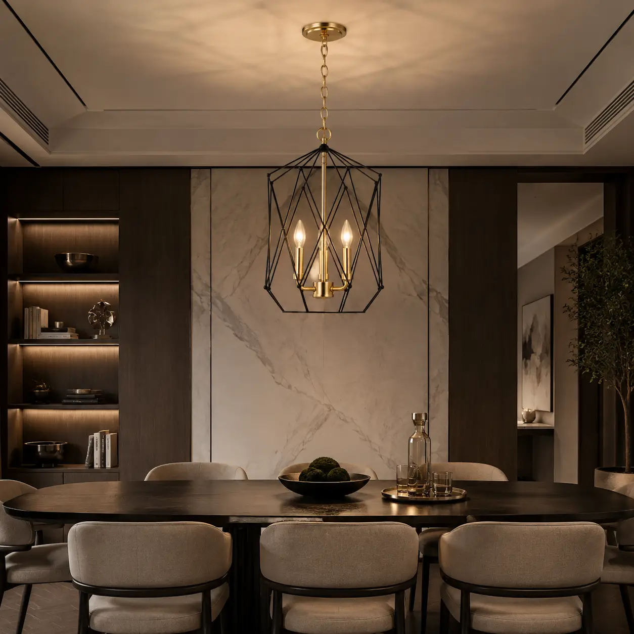 Auracage-Champagne-Gold-3-Light-Chandelier-with-Matte-Black-Cage-modern-executive-dining Auracage-Champagne-Gold-3-Light-Chandelier-with-Matte-Black-Cage-modern-executive-dining