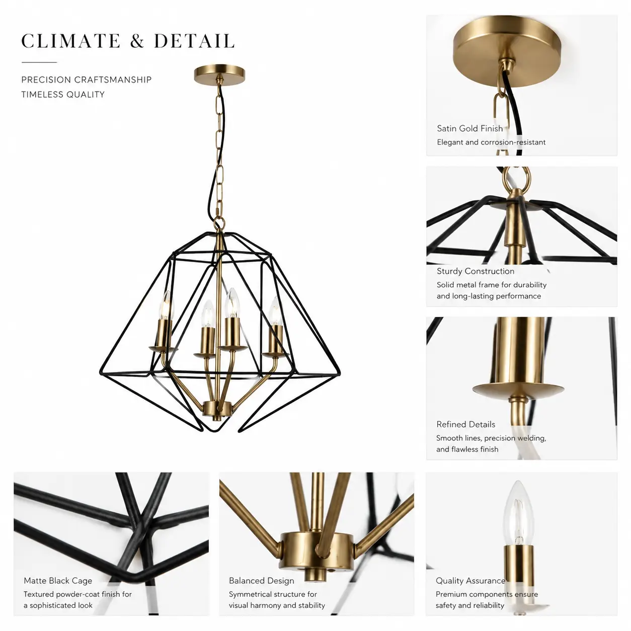 Auracage-Quad-Satin-Gold-4-Light-Chandelier-with-Matte-Black-Cage-2 Auracage-Quad-Satin-Gold-4-Light-Chandelier-with-Matte-Black-Cage-2