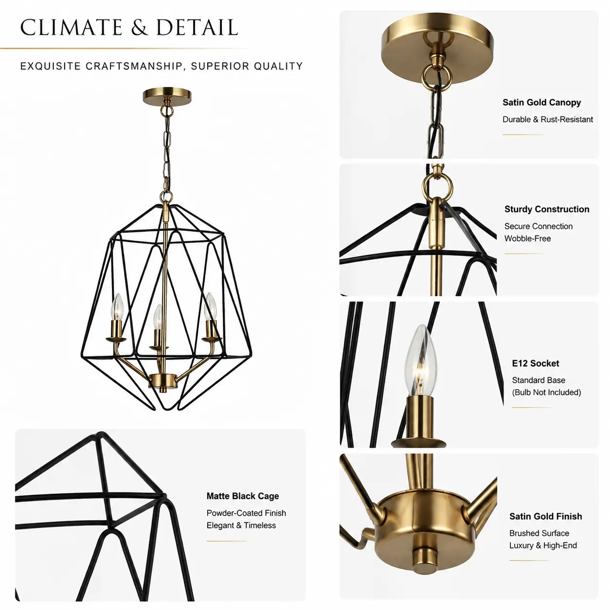 Auracage-Satin-Gold-3-Light-Chandelier-with-Matte-Black-Cage-2 Auracage-Satin-Gold-3-Light-Chandelier-with-Matte-Black-Cage-2