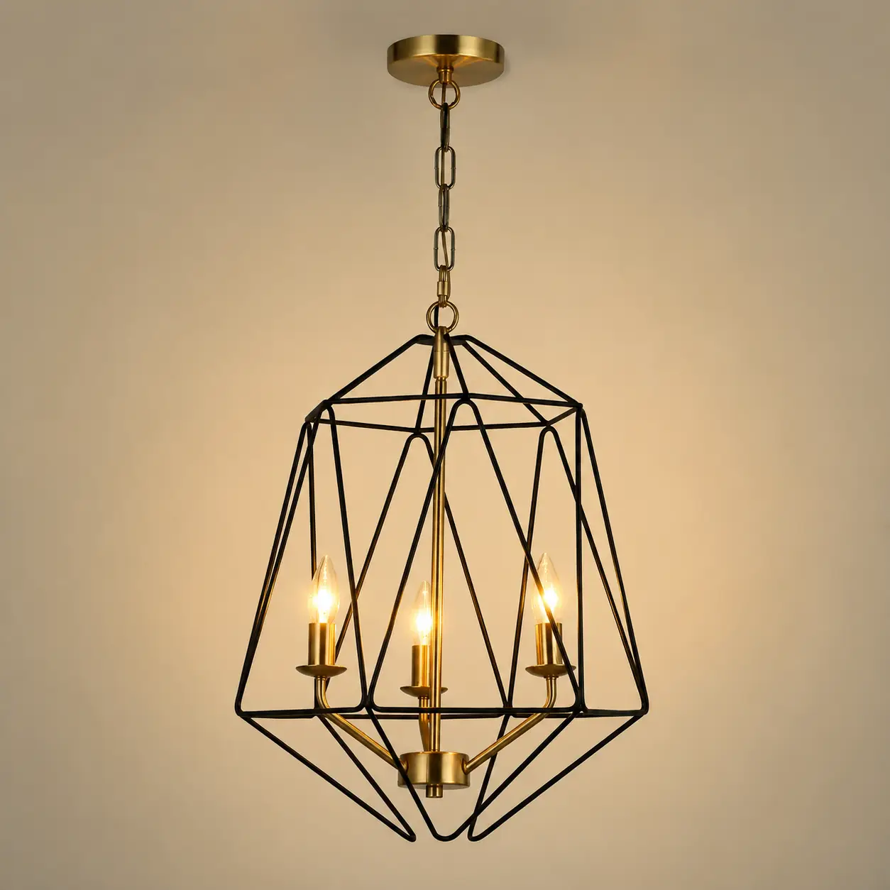 Auracage-Satin-Gold-3-Light-Chandelier-with-Matte-Black-Cage-3 Auracage-Satin-Gold-3-Light-Chandelier-with-Matte-Black-Cage-3