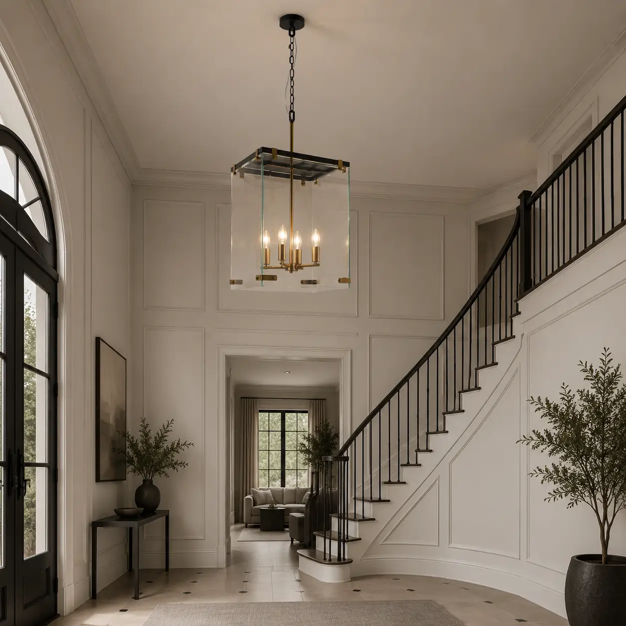 Aurora Cube Chandelier in Double-Height Foyer