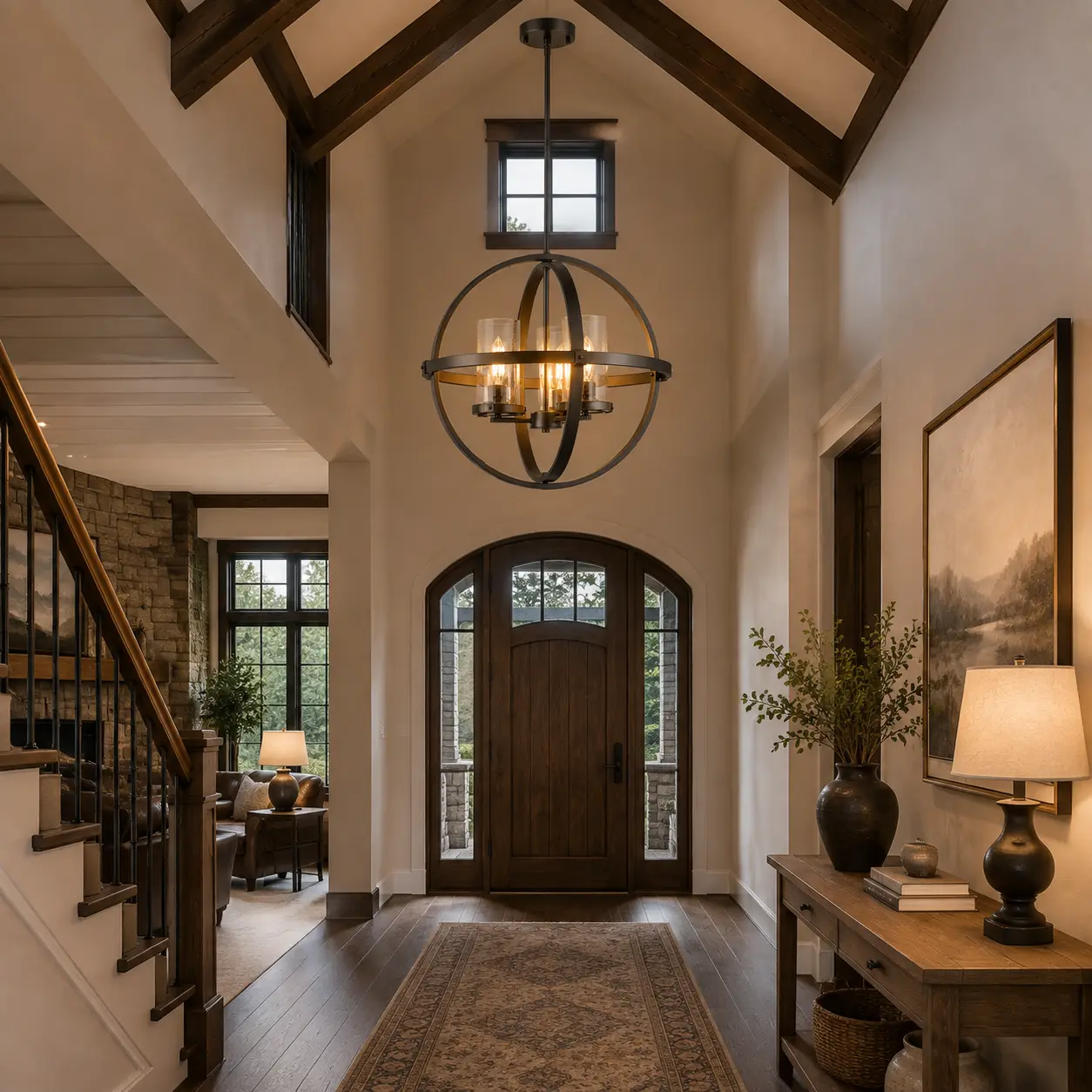 Celestia-Orb-3‑Light-Pendant-with-Oil-Rubbed-Bronze-Finish-transitional-rustic-foyer Celestia-Orb-3‑Light-Pendant-with-Oil-Rubbed-Bronze-Finish-transitional-rustic-foyer