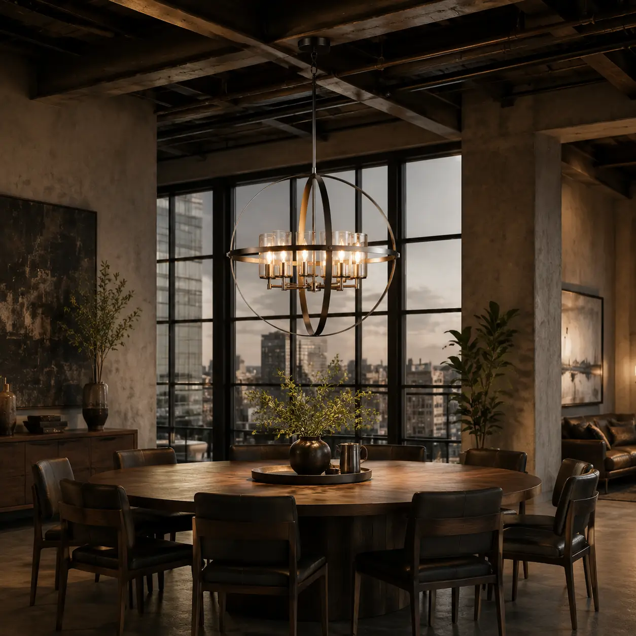 Celestia Sphere Chandelier in Luxury Dining Setting