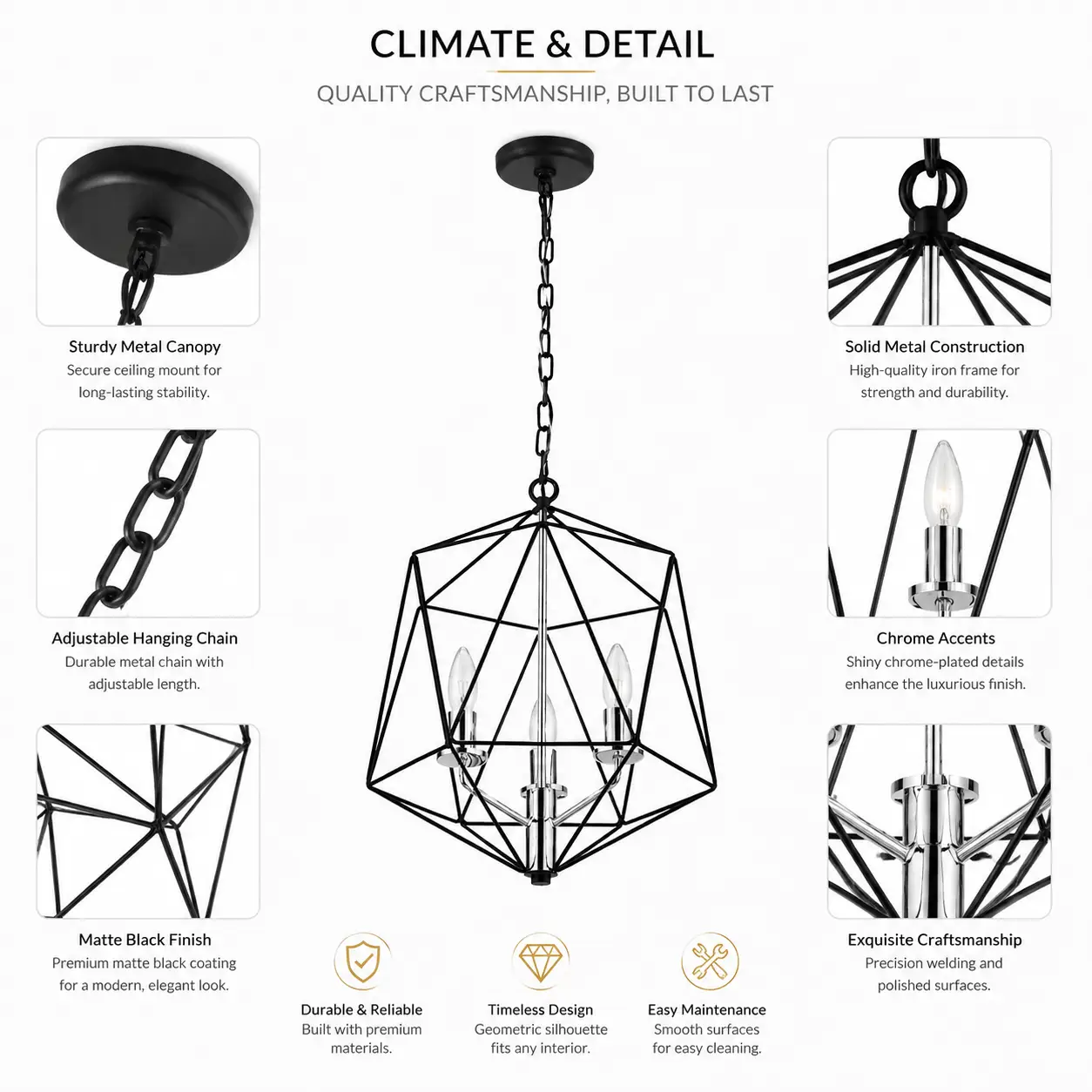 Chromeveil-Matte-Black-Cage-3-Light-Chandelier-with-Shiny-Chrome-Accents-2 Chromeveil-Matte-Black-Cage-3-Light-Chandelier-with-Shiny-Chrome-Accents-2
