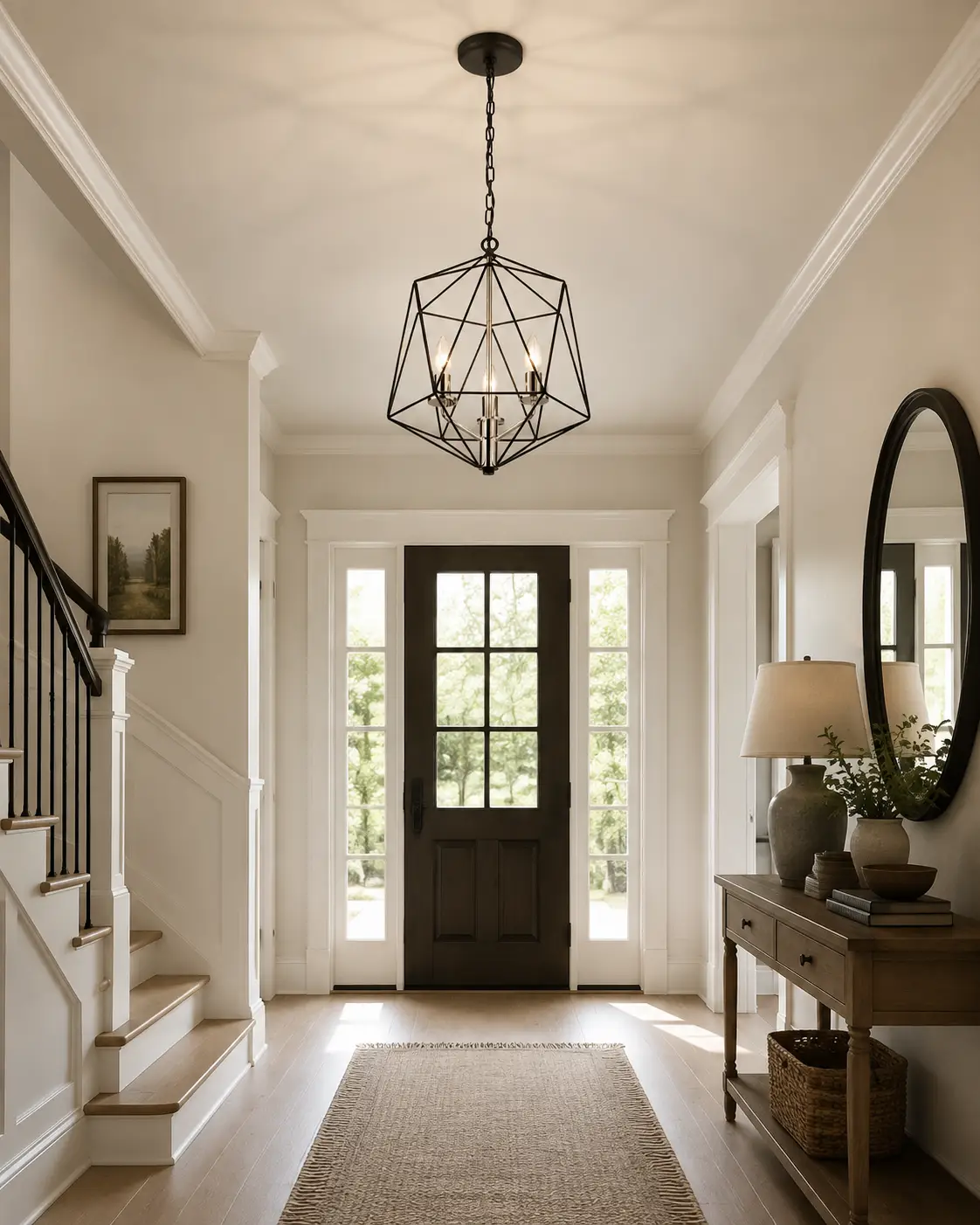 Chromeveil-Matte-Black-Cage-3-Light-Chandelier-with-Shiny-Chrome-Accents-transitional-foyer Chromeveil-Matte-Black-Cage-3-Light-Chandelier-with-Shiny-Chrome-Accents-transitional-foyer