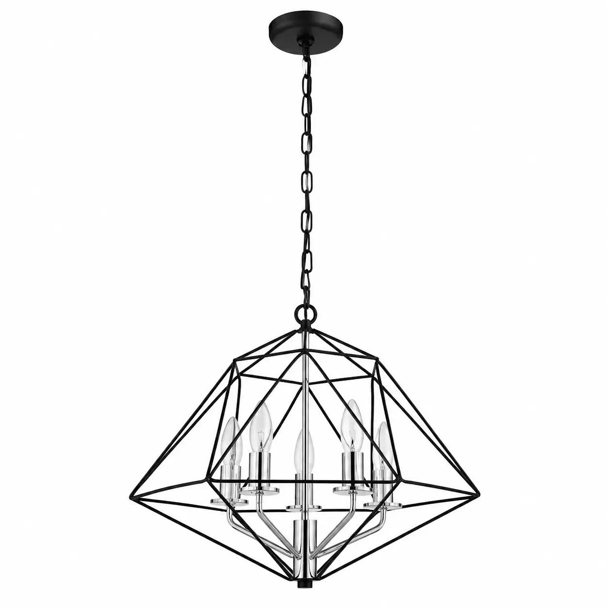 Chromeveil-Matte-Black-Cage-5-Light-Chandelier-with-Shiny-Chrome-Accents-1 Chromeveil-Matte-Black-Cage-5-Light-Chandelier-with-Shiny-Chrome-Accents-1
