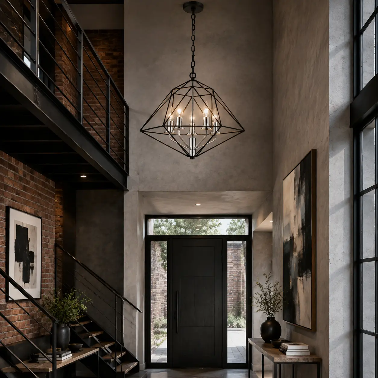 Chromeveil Chandelier in Modern Industrial Loft Lounge