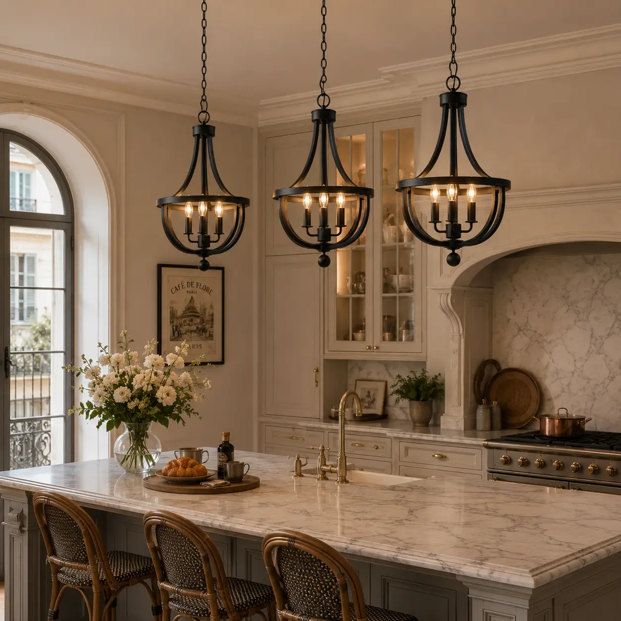 Classic Belle Mini Chandelier in French Country Kitchen