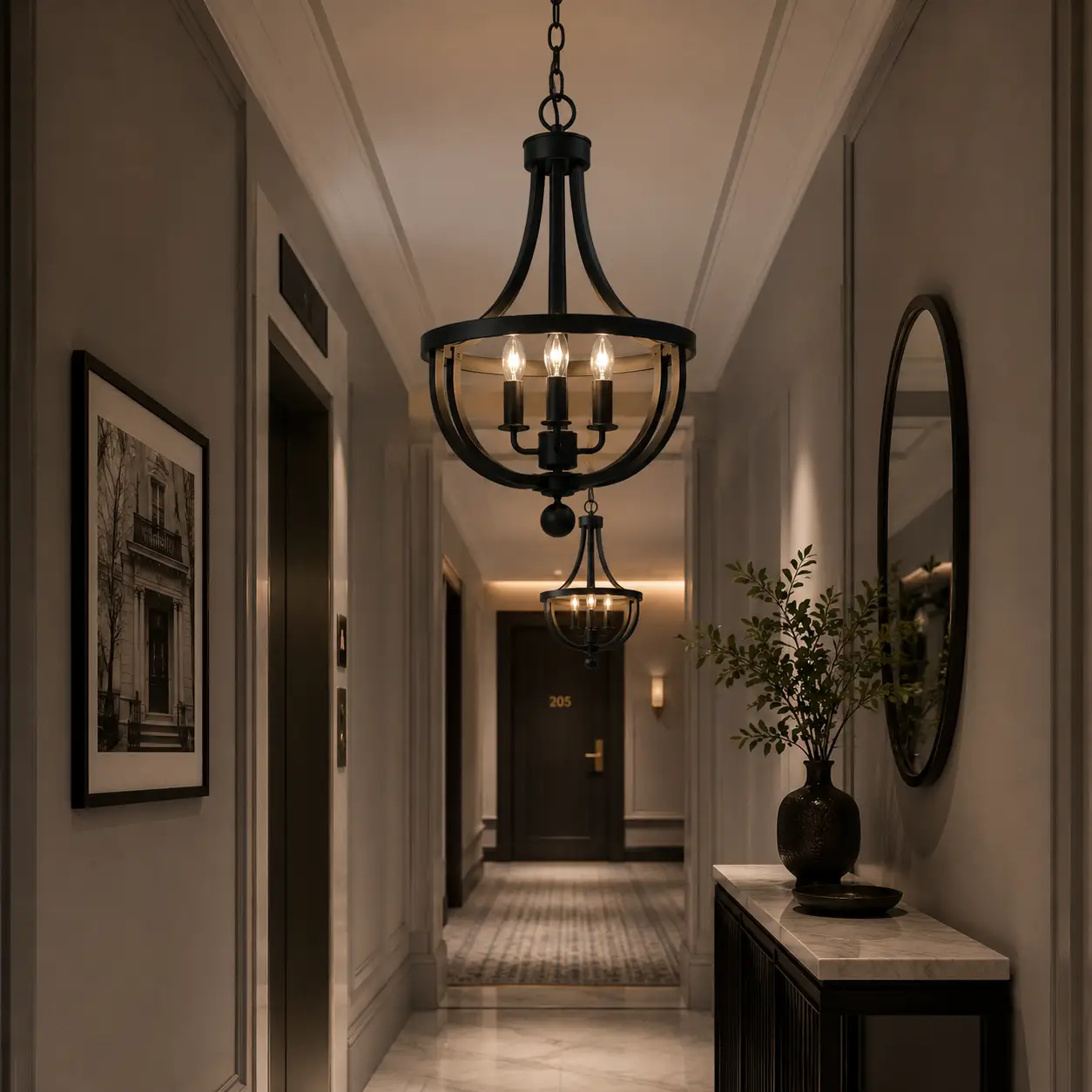 Classic Belle Pendant in Modern Transitional Foyer