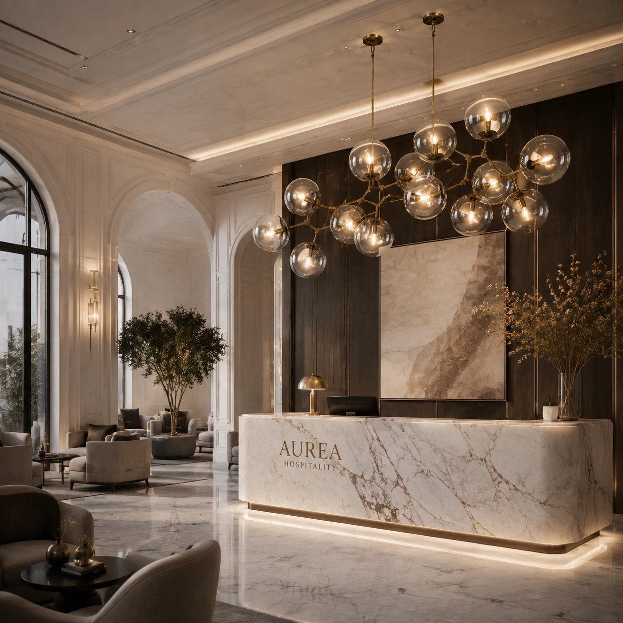 Constellation Cluster Chandelier in Hospitality Lounge Area