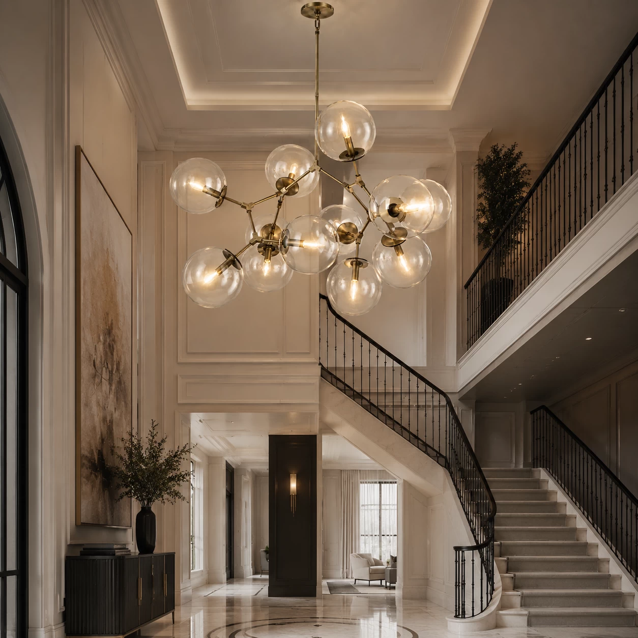 Constellation Cluster Chandelier in Grand Double-Height Foyer