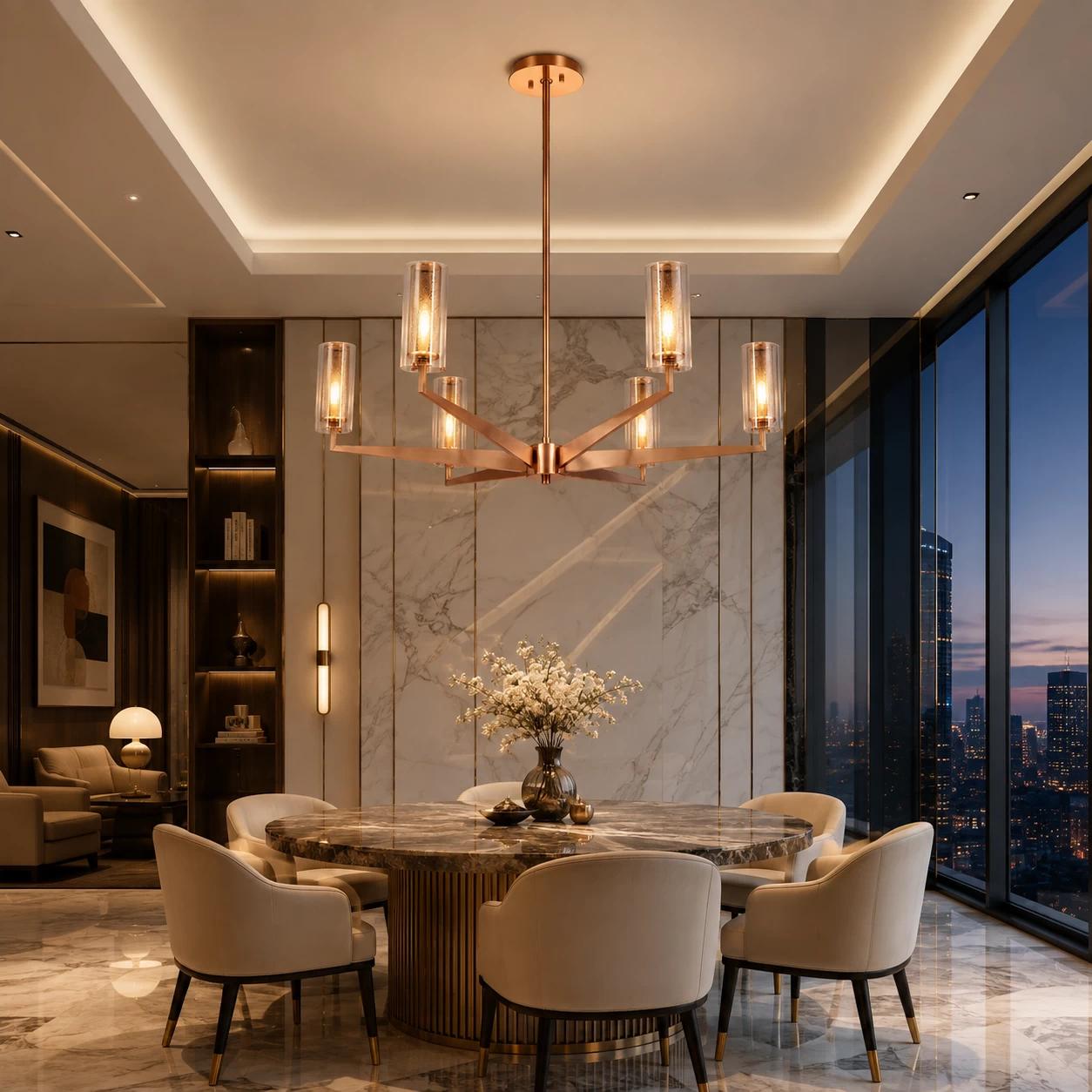 Copper-Bloom-6-Light-Modern-Chandelier-modern-salon Copper-Bloom-6-Light-Modern-Chandelier-modern-salon