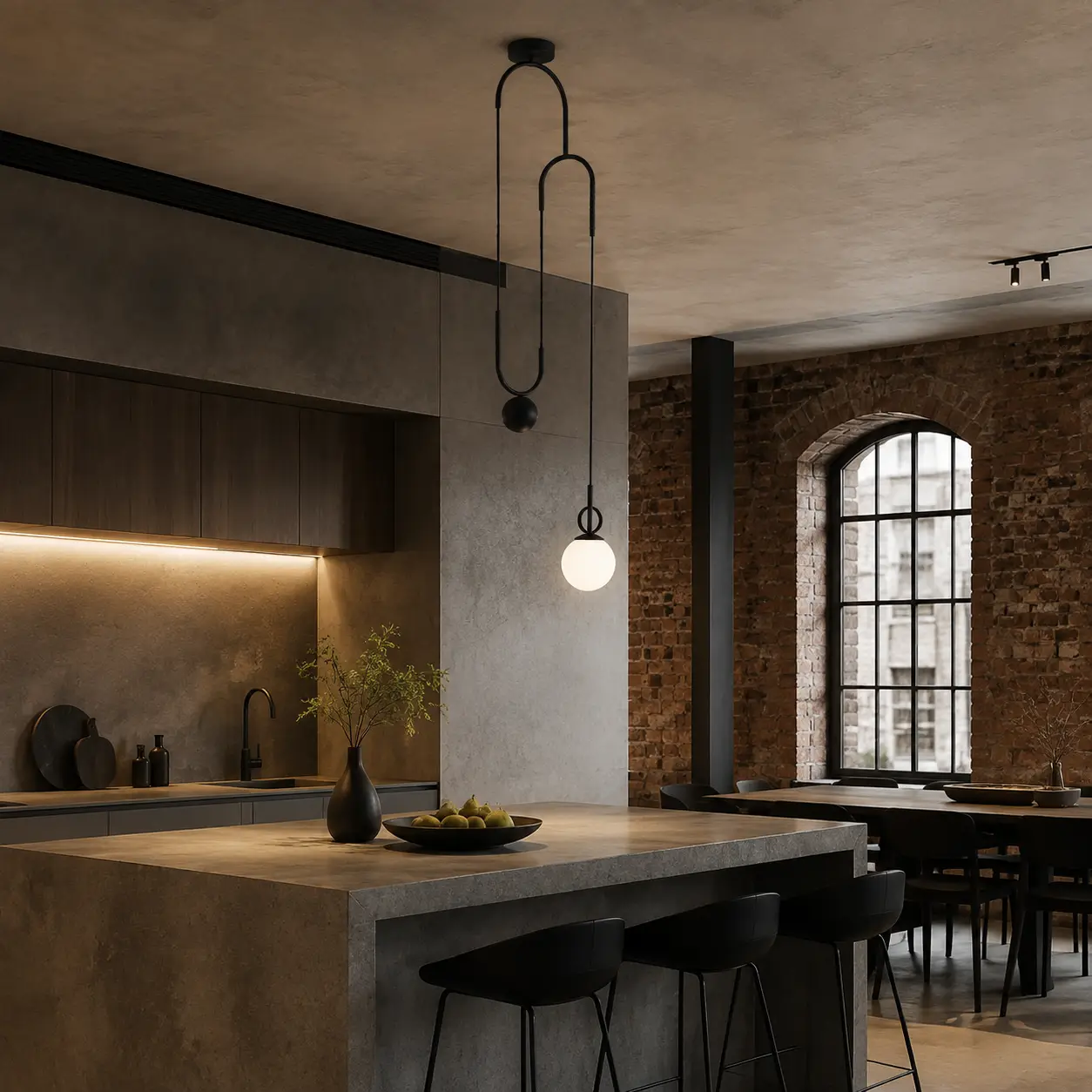 Cradence-Adjustable-1-Light-Pendant-with-Matte-Black-Cradle-Pulley-industrial-kitchen-island Cradence-Adjustable-1-Light-Pendant-with-Matte-Black-Cradle-Pulley-industrial-kitchen-island