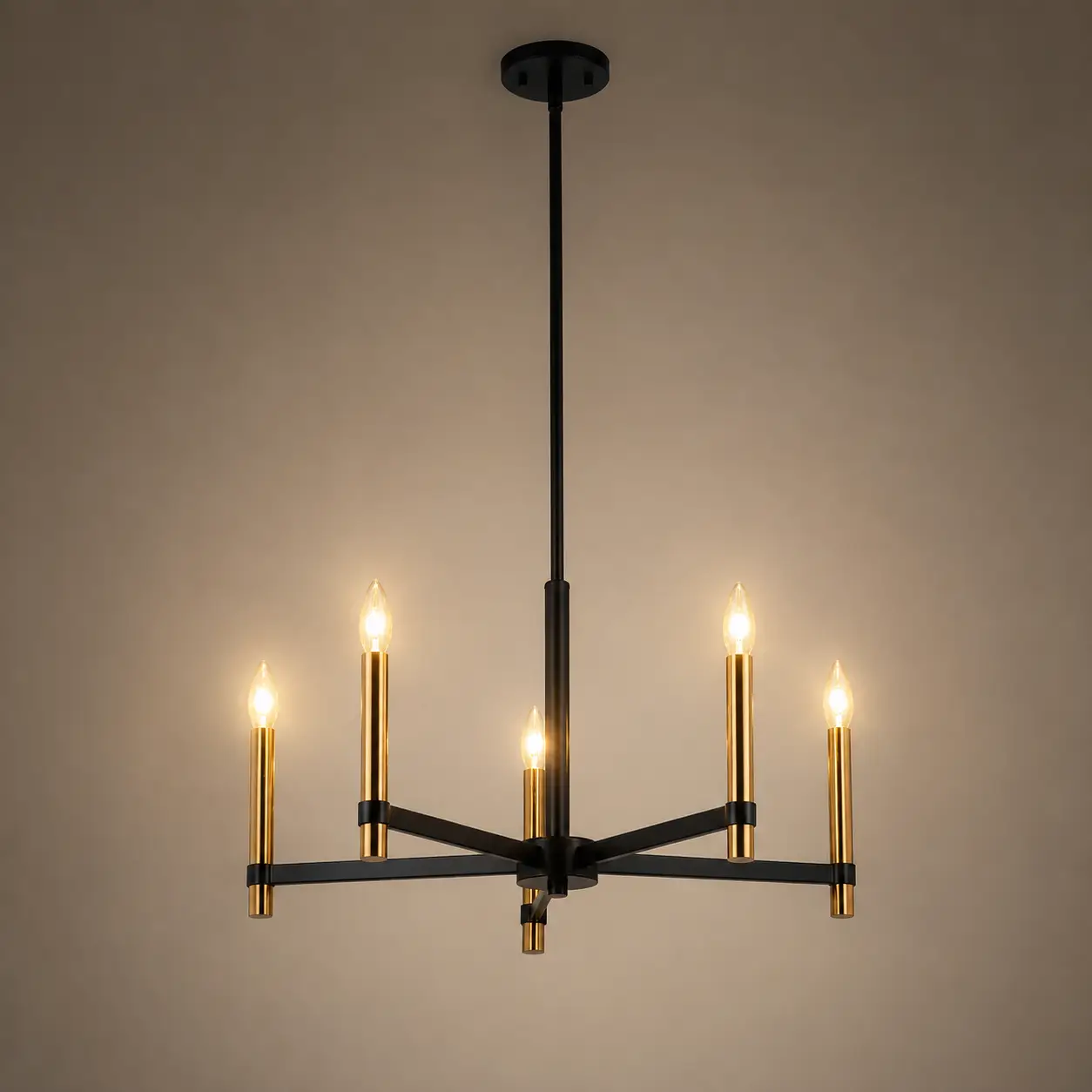 Damen-Matte-Black-Brass-5‑Light-Chandelier-3 Damen-Matte-Black-Brass-5‑Light-Chandelier-3