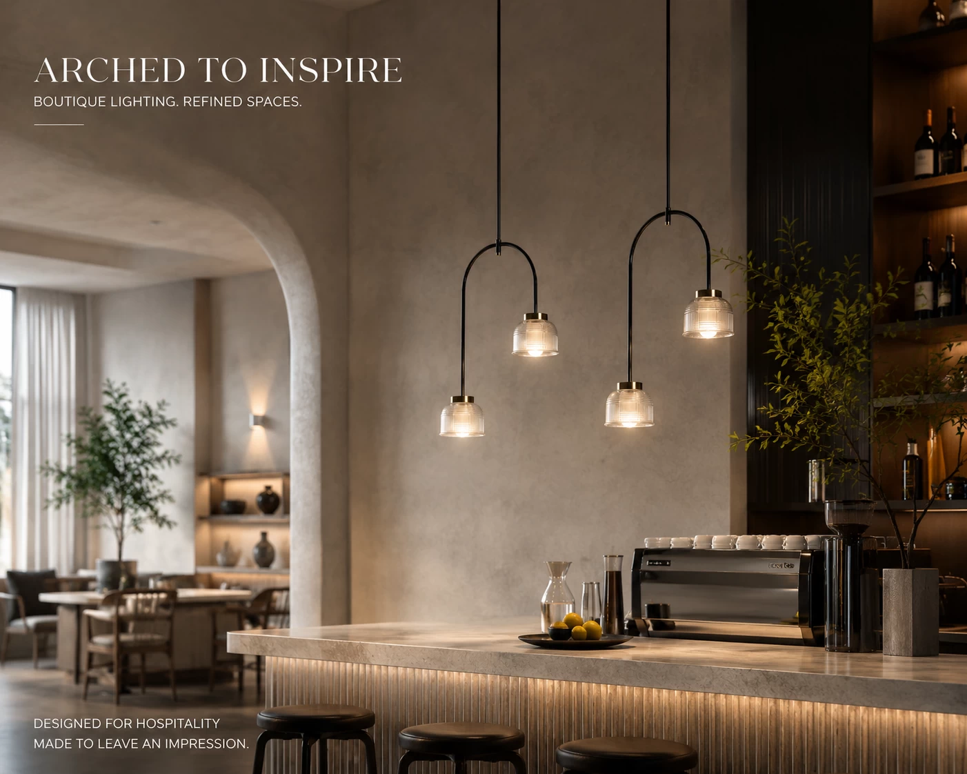 Duet Arch Farmhouse Bell Pendant in Restaurant Bar