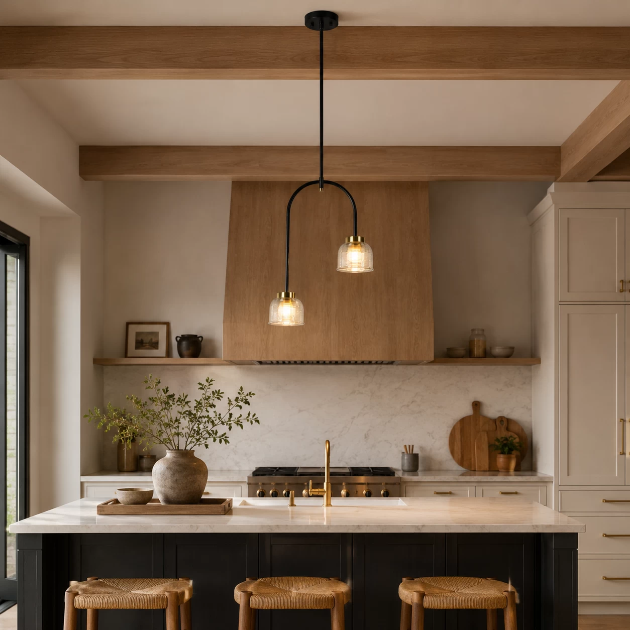Duet Arch Farmhouse Bell Pendant over Kitchen Island