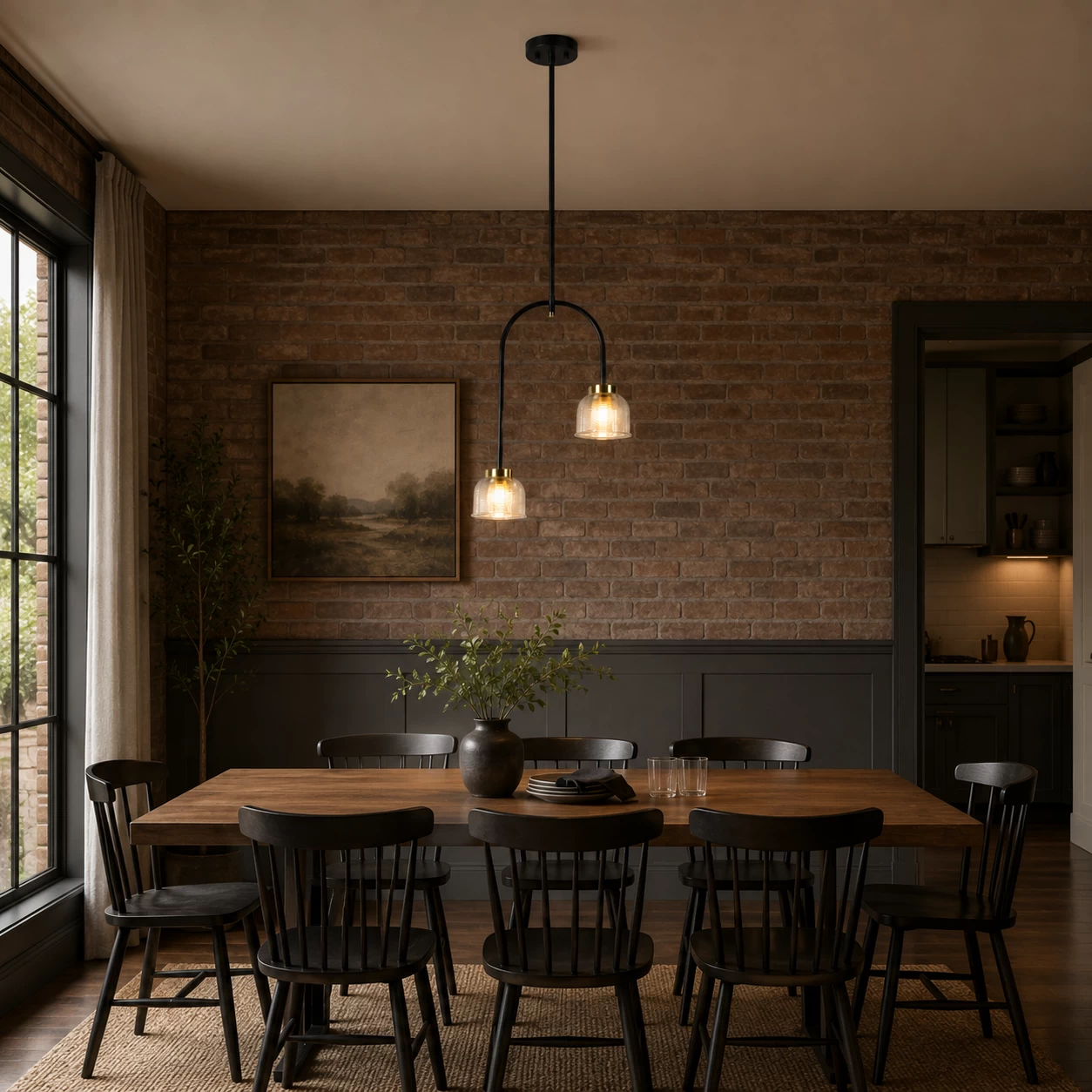 Duet Arch Bell Pendant over Dining Table