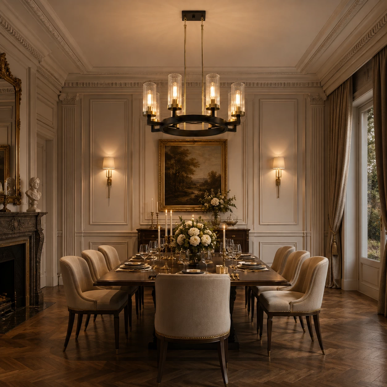 Echelon-Vista-8-Light-Ribbed-Glass-Chandelier-neoclassical-dining Echelon-Vista-8-Light-Ribbed-Glass-Chandelier-neoclassical-dining