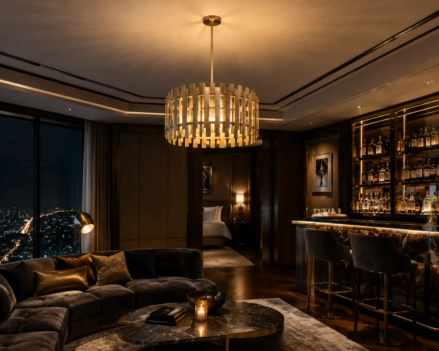 Elysia-Brass-6‑Light-Pendant-with-Layered-Drum-hotel-lounge Elysia-Brass-6‑Light-Pendant-with-Layered-Drum-hotel-lounge