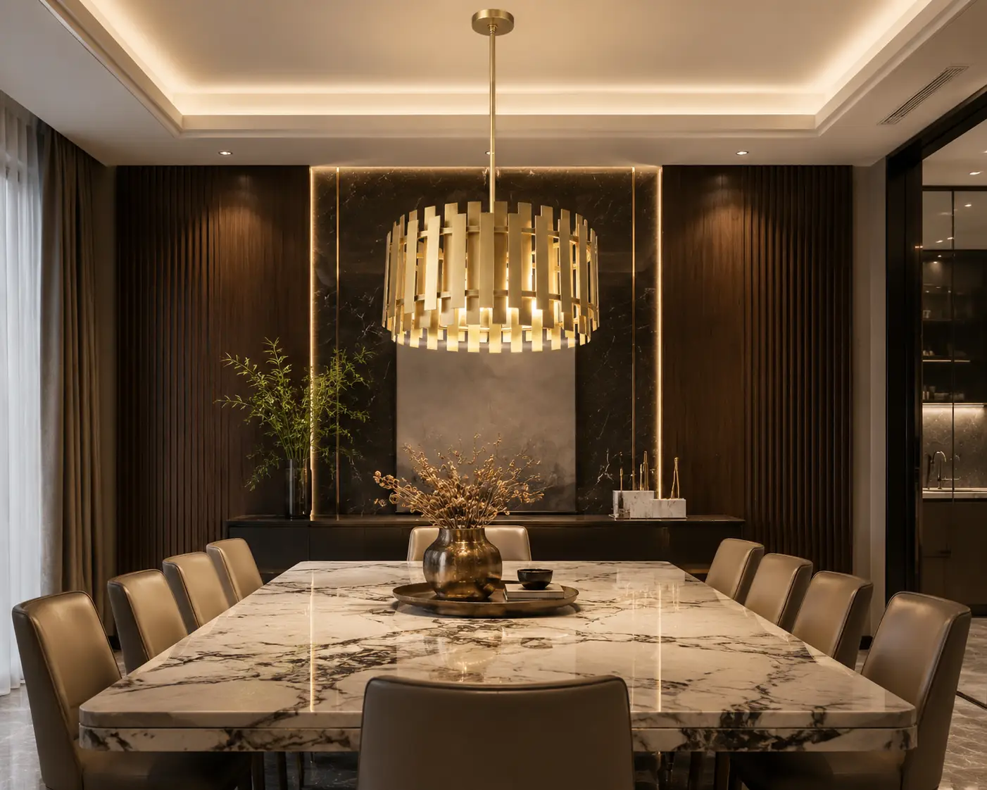 Elysia 6-Light Layered Drum Chandelier in Modern Dining Room