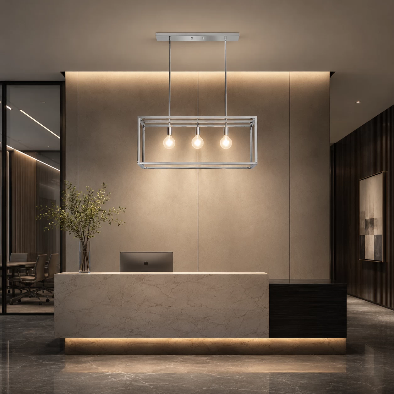 Linear Geometric Pendant in Hospitality Boardroom