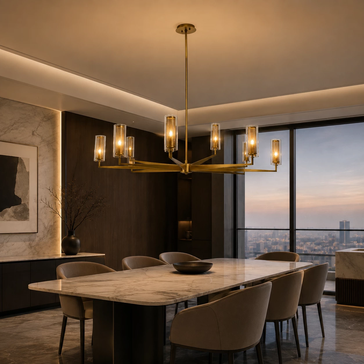 Gilded-Mesh-8-Light-Contemporary-Chandelier-modern-executive-dining Gilded-Mesh-8-Light-Contemporary-Chandelier-modern-executive-dining