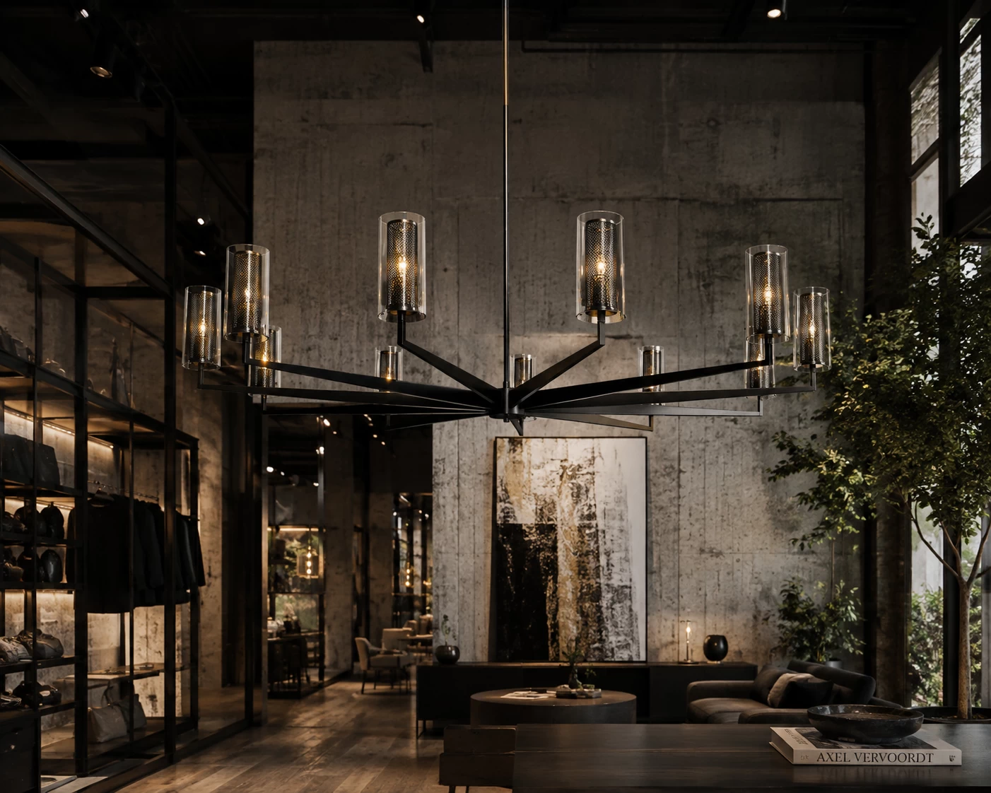 Gilded Mesh Chandelier in Contemporary Urban Loft