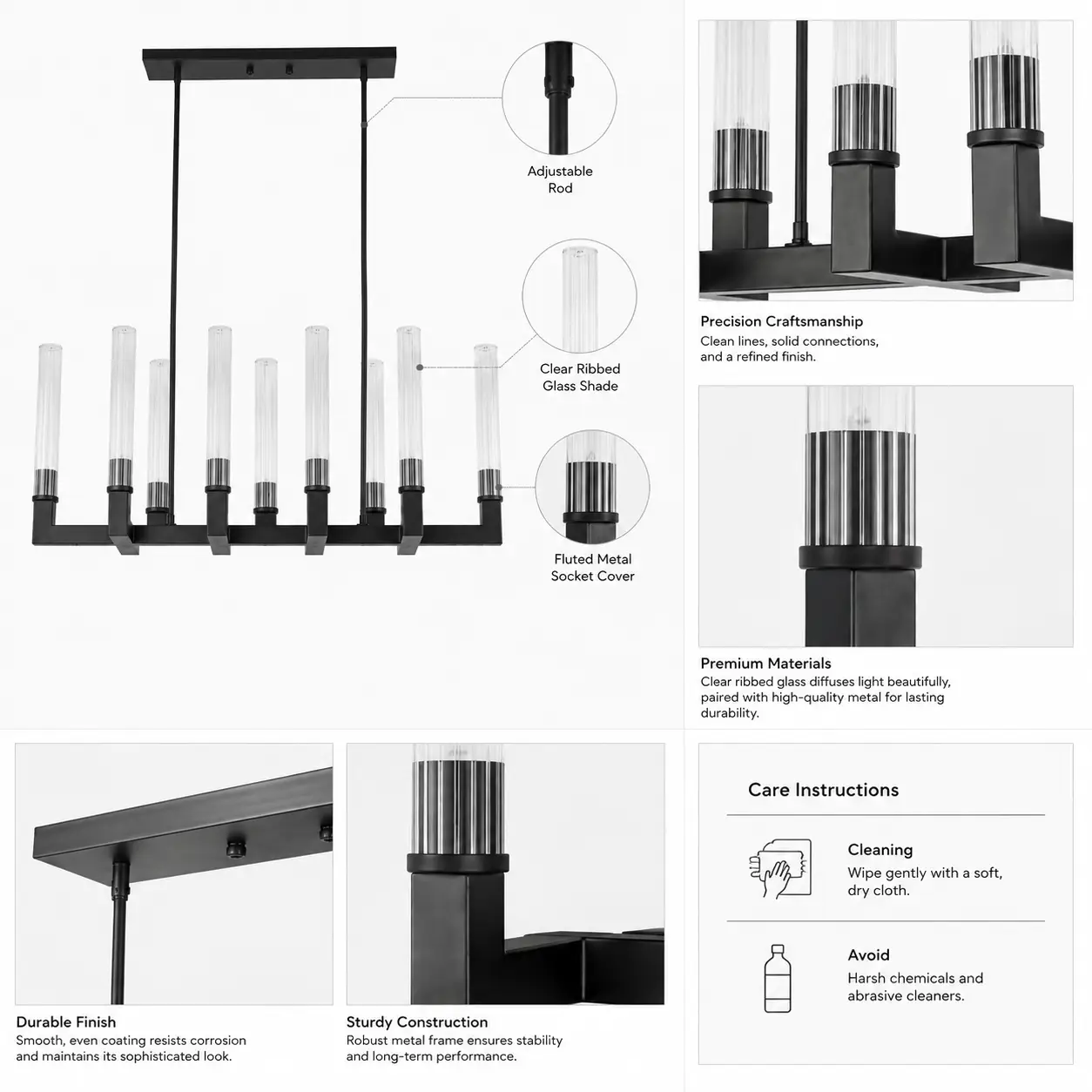 Grand-Linear-Graphite-Fluted-Column-10-Light-Pendant-2 Grand-Linear-Graphite-Fluted-Column-10-Light-Pendant-2