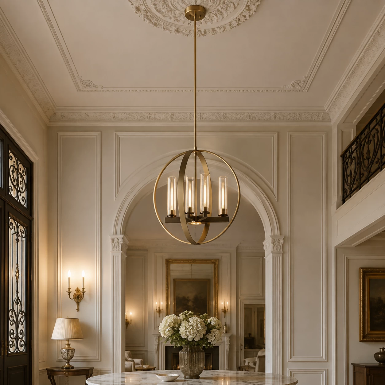 Halo Core Orb Pendant in Neoclassical Living Salon