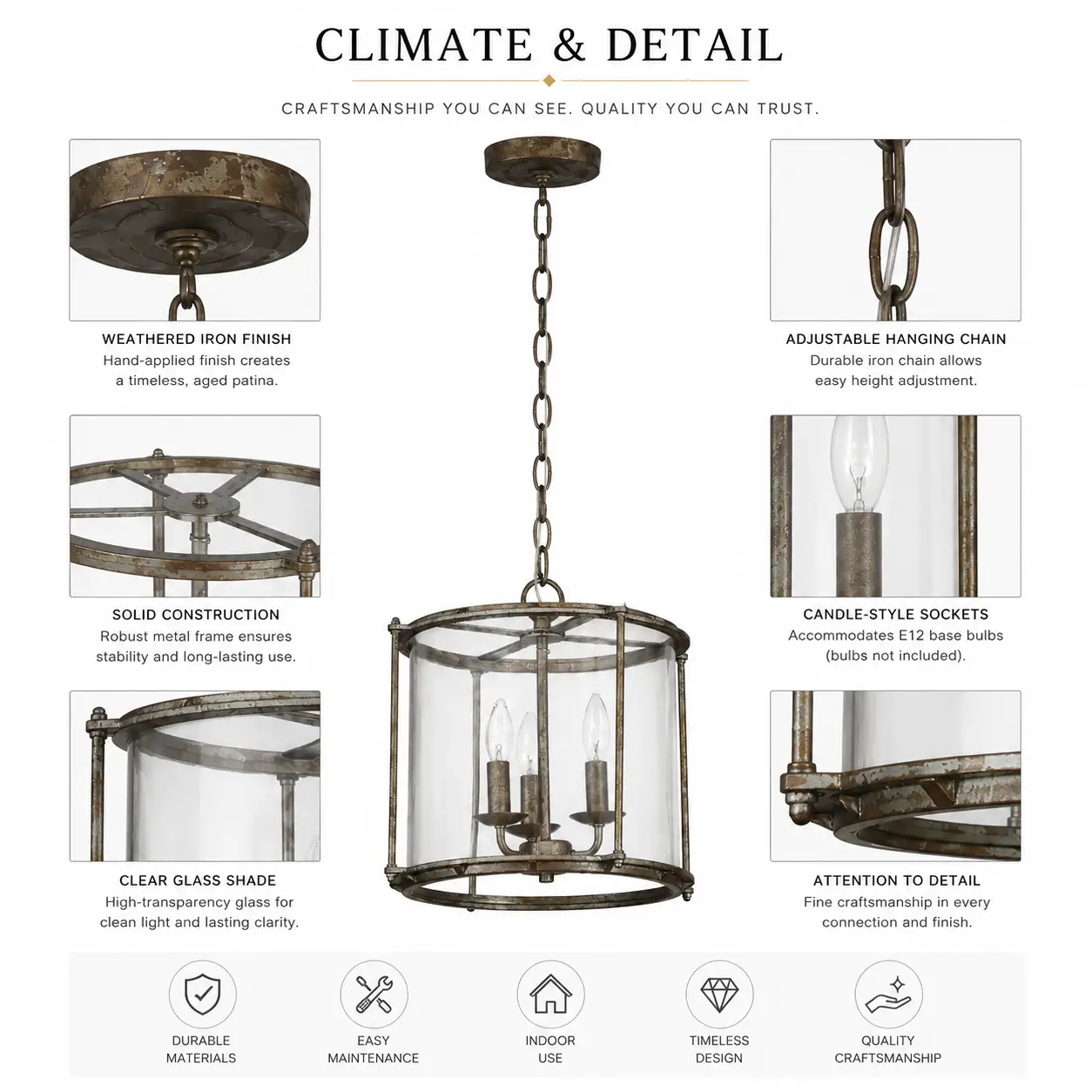 Heirloom-3-Light-Clear-Glass-Drum-Pendant-with-Weathered-Iron-Finish-2 Heirloom-3-Light-Clear-Glass-Drum-Pendant-with-Weathered-Iron-Finish-2