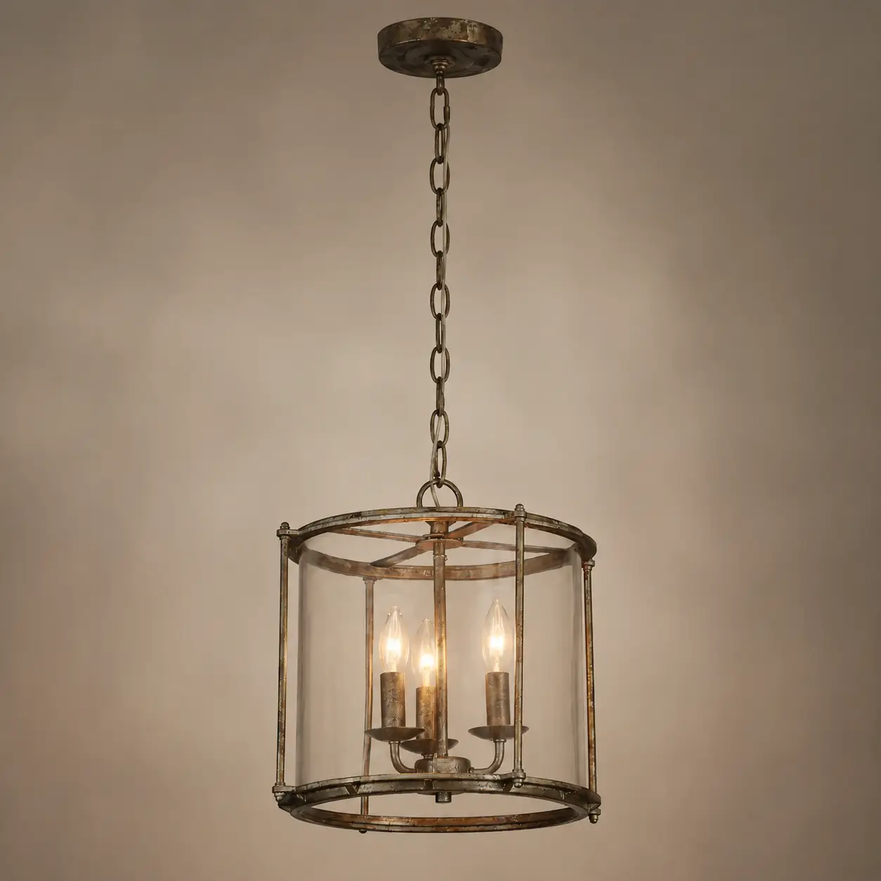 Heirloom-3-Light-Clear-Glass-Drum-Pendant-with-Weathered-Iron-Finish-3 Heirloom-3-Light-Clear-Glass-Drum-Pendant-with-Weathered-Iron-Finish-3