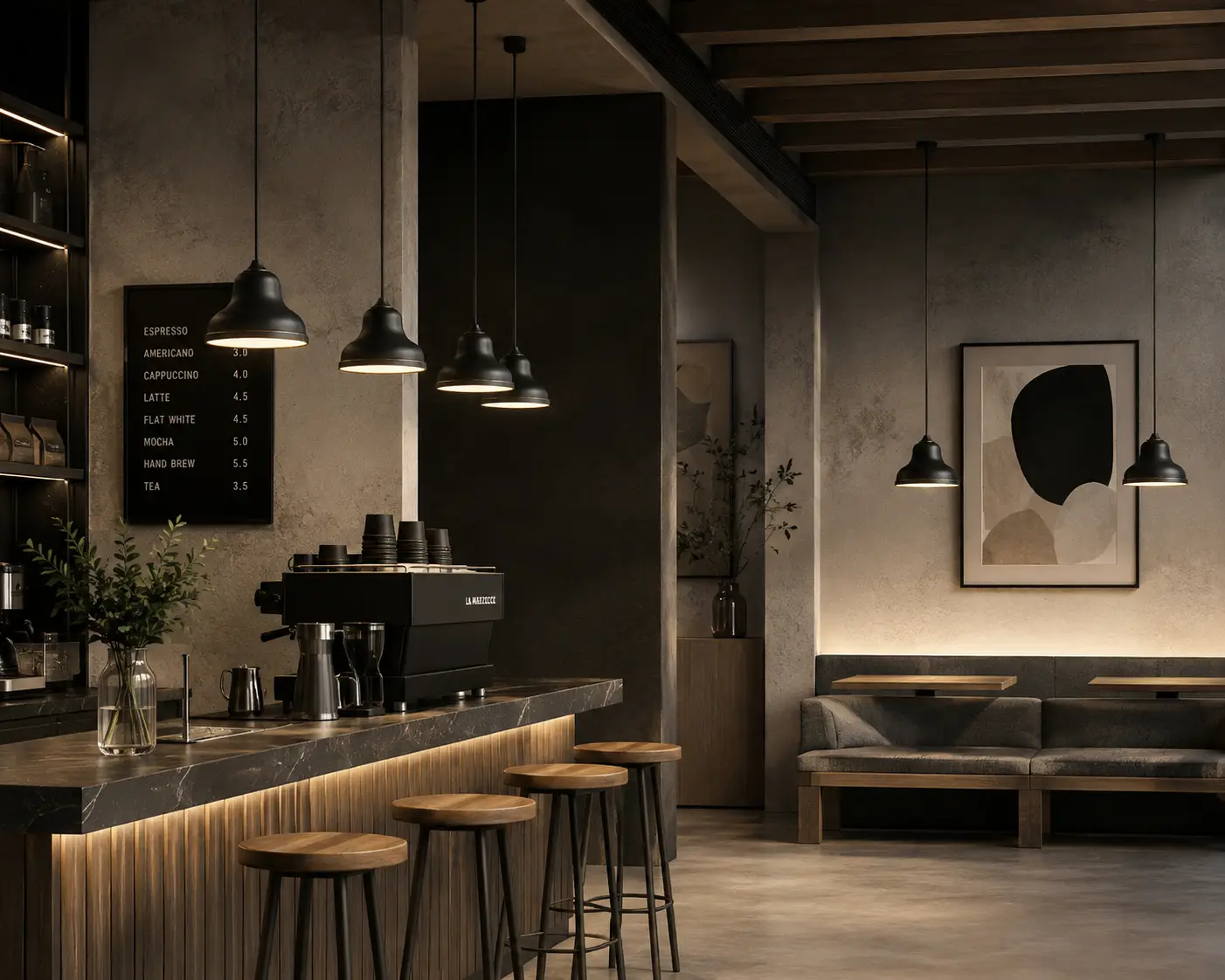 Industrial Bell Pendant in Commercial Bistro Seating