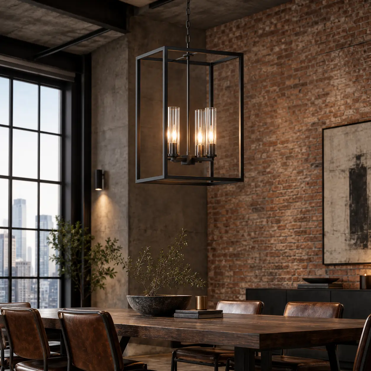 Industrial-Cage-Fluted-Column-4-Light-Pendant-4 Industrial-Cage-Fluted-Column-4-Light-Pendant-4