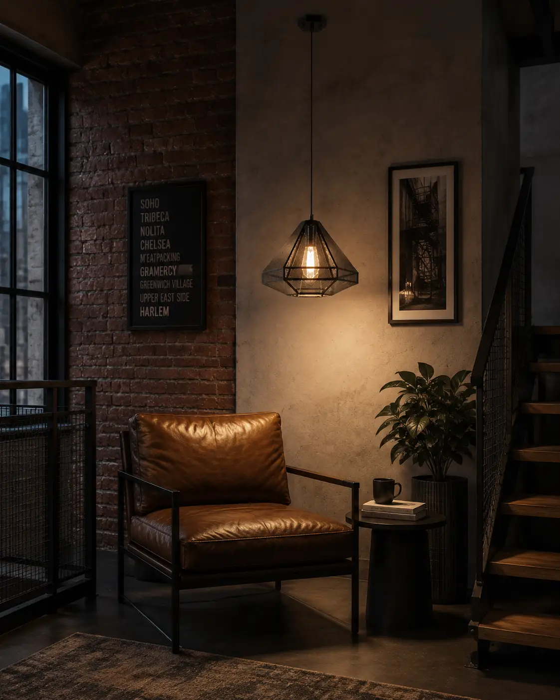 Inverted Prism Pendant in Loft Reading Nook
