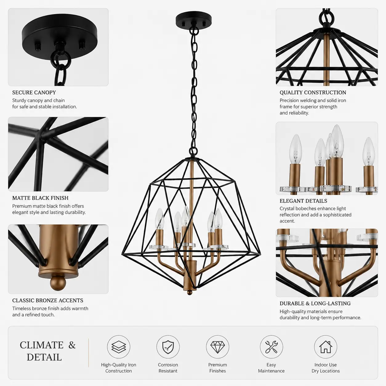 Ironcrest-Grande-Matte-Black-Cage-5-Light-Chandelier-with-Classic-Bronze-Accents-2 Ironcrest-Grande-Matte-Black-Cage-5-Light-Chandelier-with-Classic-Bronze-Accents-2