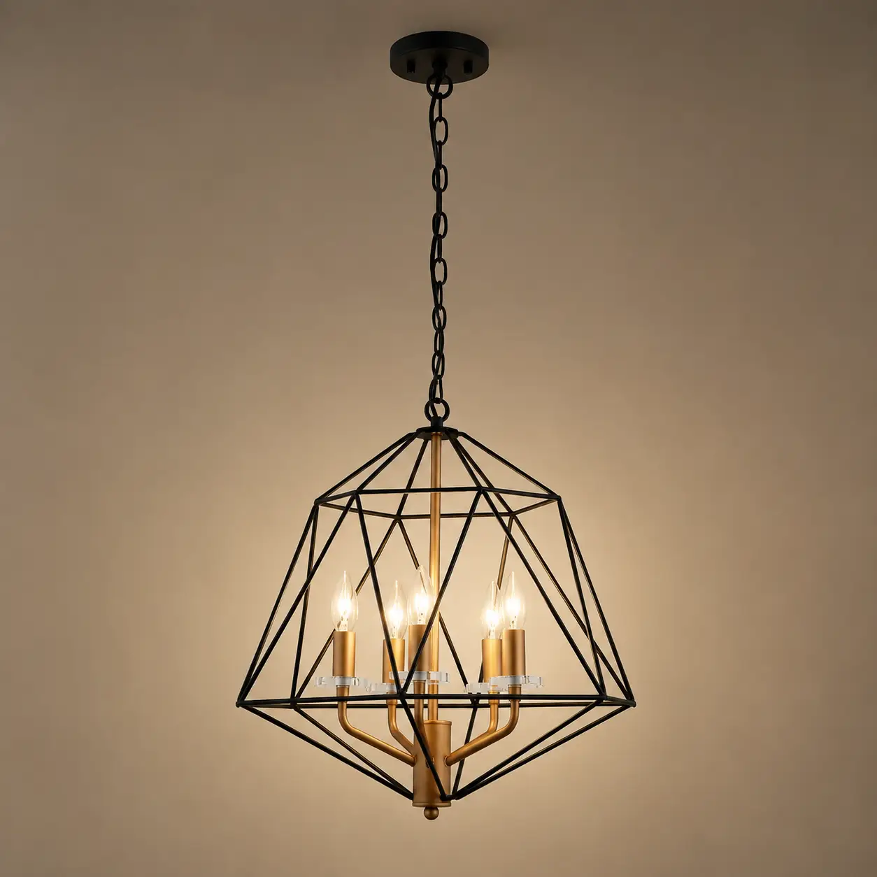 Ironcrest-Grande-Matte-Black-Cage-5-Light-Chandelier-with-Classic-Bronze-Accents-3 Ironcrest-Grande-Matte-Black-Cage-5-Light-Chandelier-with-Classic-Bronze-Accents-3