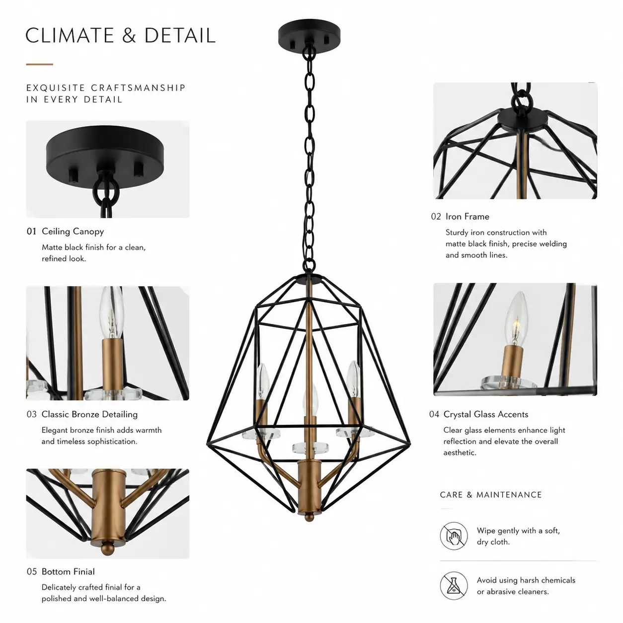 Ironcrest-Matte-Black-Frame-3-Light-Chandelier-with-Classic-Bronze-Detailing-2 Ironcrest-Matte-Black-Frame-3-Light-Chandelier-with-Classic-Bronze-Detailing-2