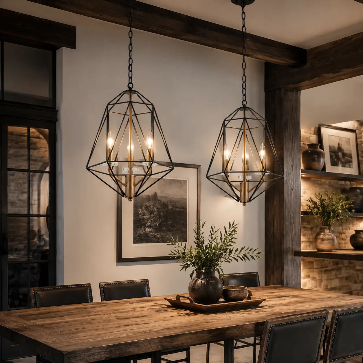 Ironcrest 3-Light Chandelier in Modern Industrial Dining Area